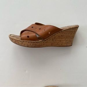 BORN Women Leather Wedge slides Shoes